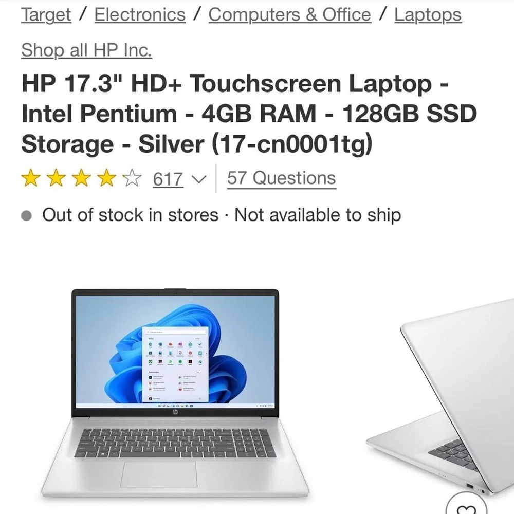 HP Silver and Black Laptop